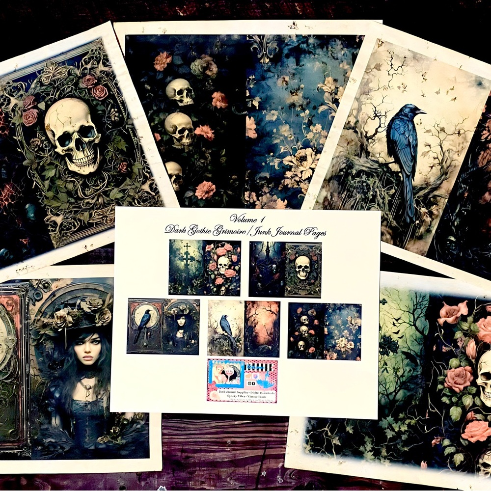 Dark Gothic Grimoire/ Junk Journal Pages